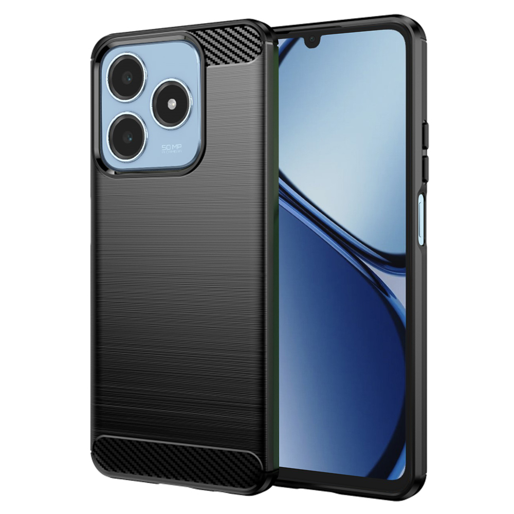 Калъф за Realme C61 / Realme C63 - Techsuit Carbon Silicone - Черен