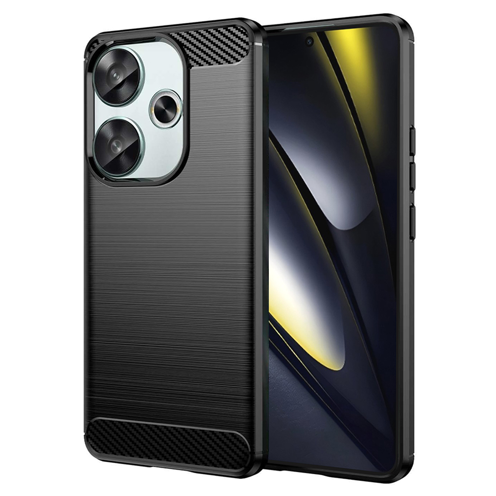 Калъф за Xiaomi Poco F6 - Techsuit Carbon Silicone - Черен