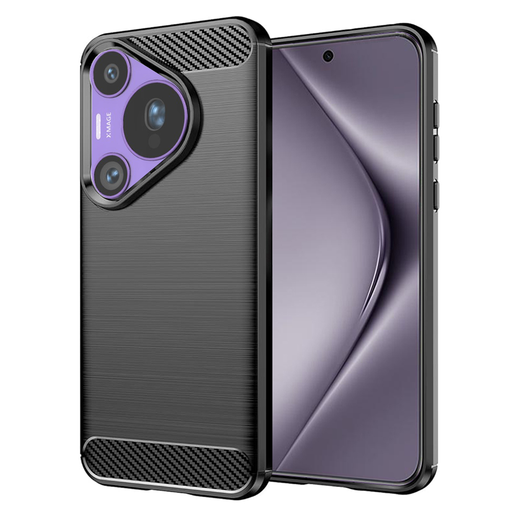 Калъф за Huawei Pura 70 Pro - Techsuit Carbon Silicone - Черен