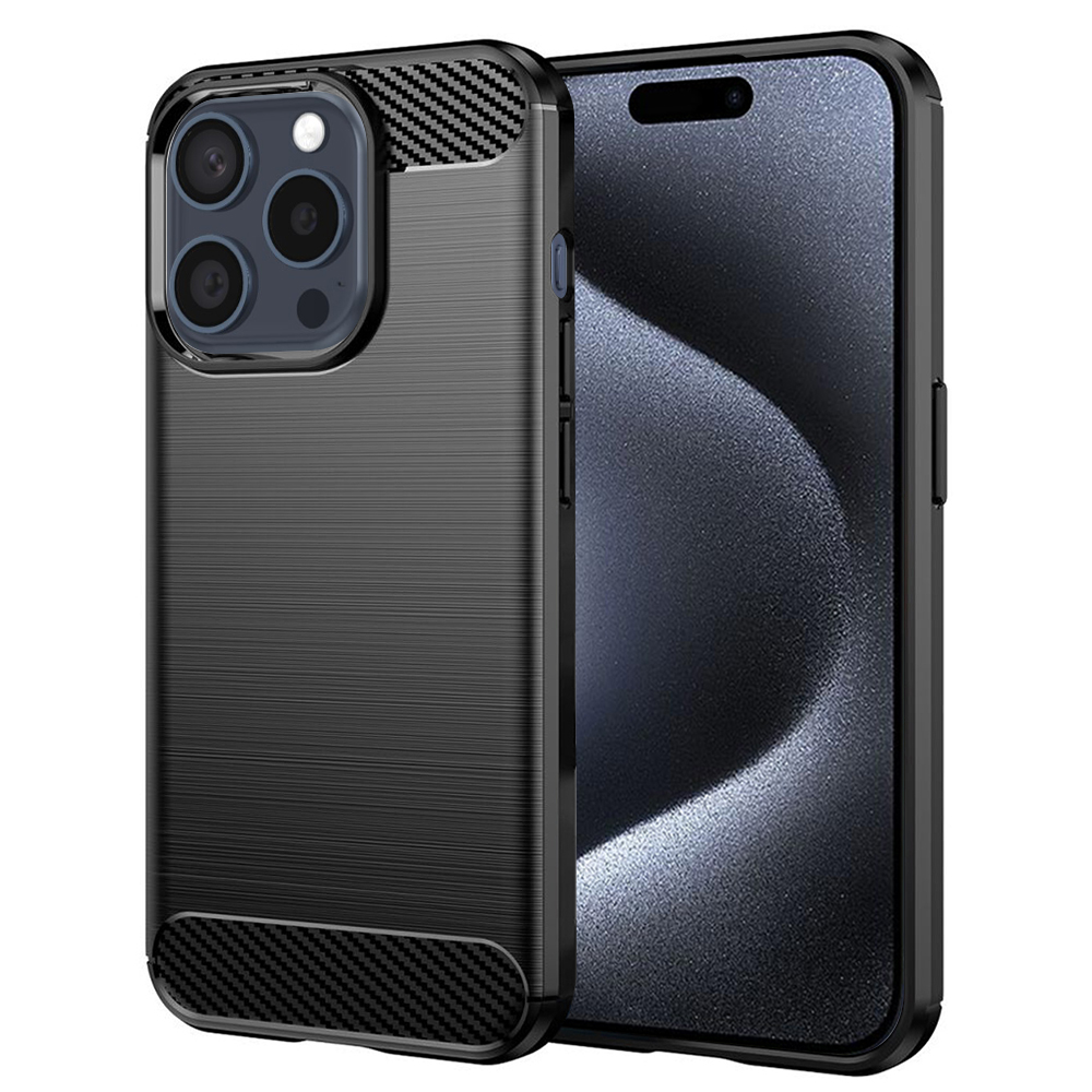 Калъф за iPhone 15 Pro - Techsuit Carbon Silicone - Черен