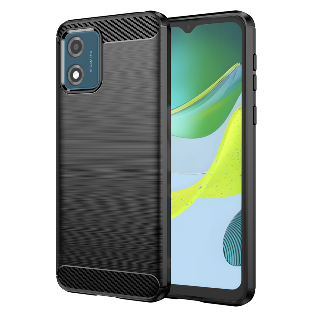Калъф за Motorola Moto E13 - Techsuit Carbon Silicone - Черен