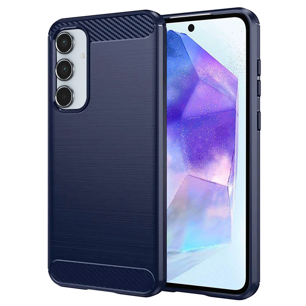 Калъф за Samsung Galaxy Galaxy A55 5G - Techsuit Carbon Silicone - Син
