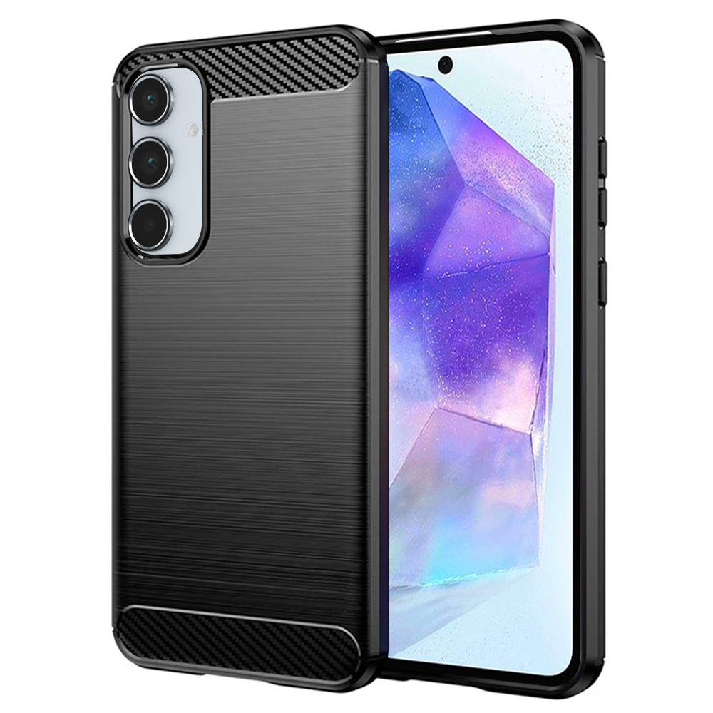 Калъф за Samsung Galaxy A55 5G - Techsuit Carbon Silicone - Черен