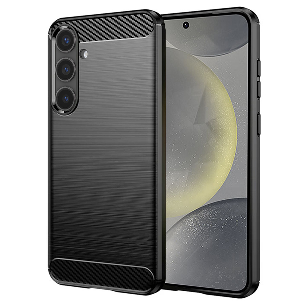 Калъф за Samsung Galaxy S24 - Techsuit Carbon Silicone - Черен