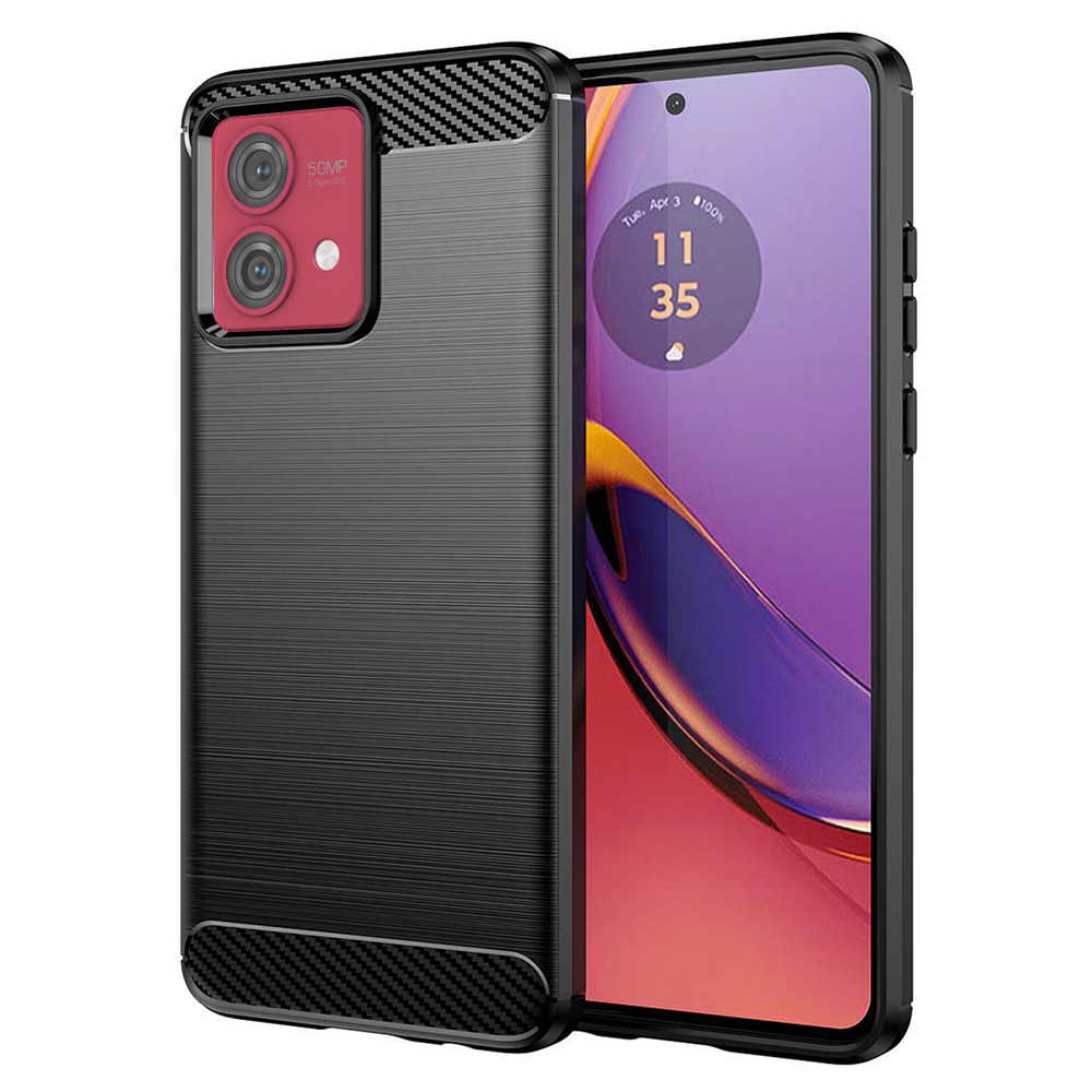 Калъф за Motorola Moto G84 - Techsuit Carbon Silicone - Черен