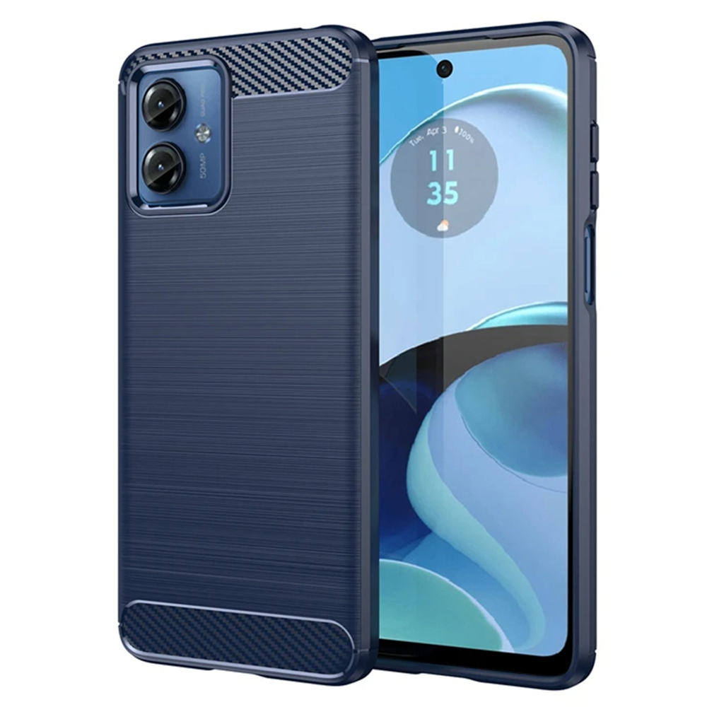 Калъф за Motorola Moto G14 - Techsuit Carbon Silicone - Син