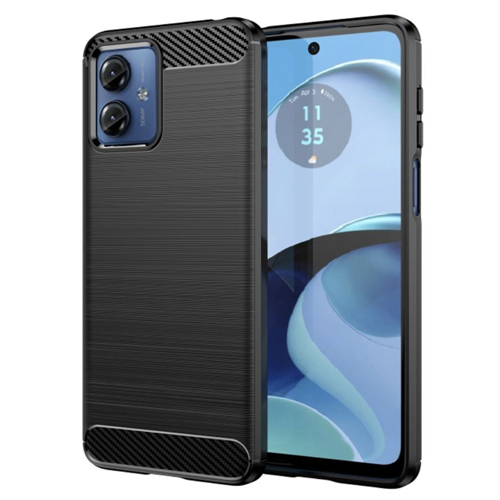 Калъф за Motorola Moto G14 - Techsuit Carbon Silicone - Черен