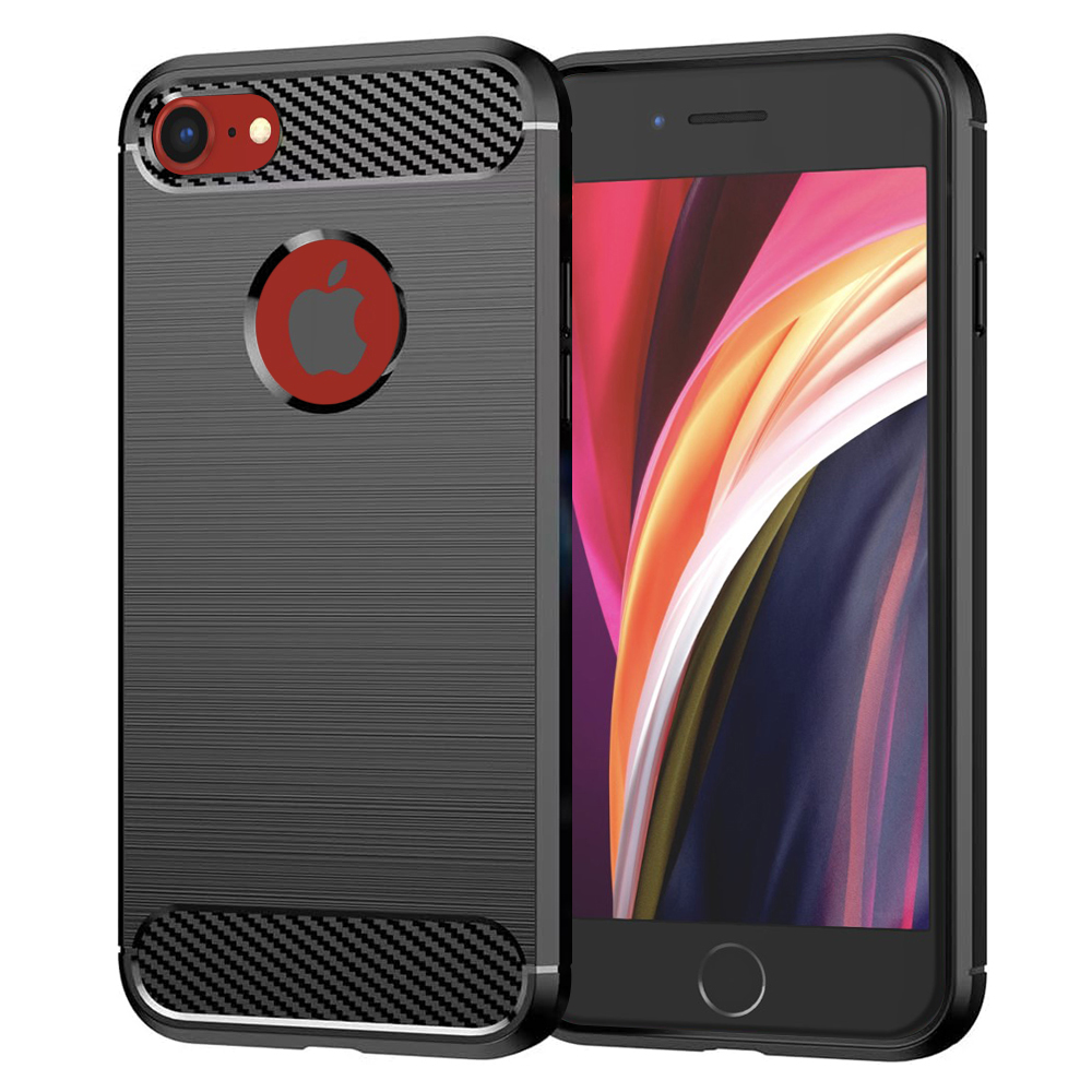 Калъф за iPhone SE 2, SE 2020 / iPhone SE 3, SE 2022 - Techsuit Carbon Silicone - Черен