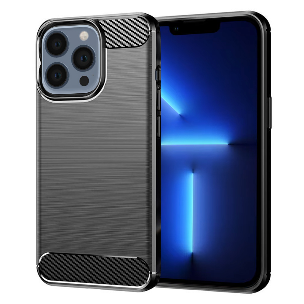 Калъф за iPhone 13 Pro Max - Techsuit Carbon Silicone - Черен