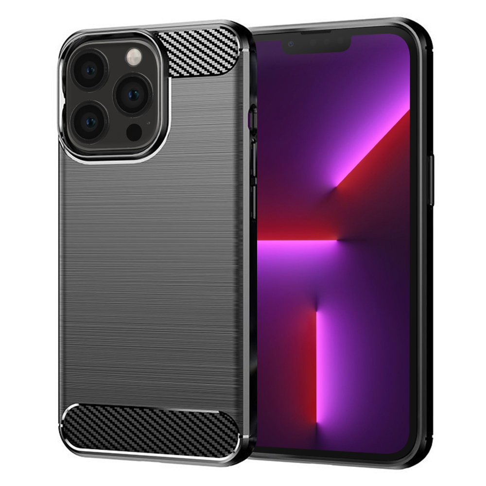 Калъф за iPhone 13 Pro - Techsuit Carbon Silicone - Черен
