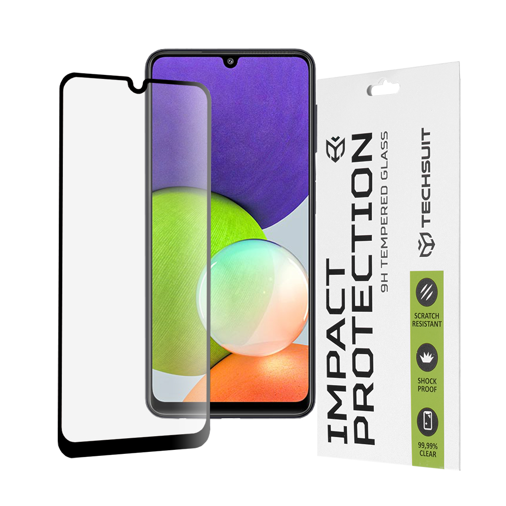 Калъф за Samsung Galaxy A22 4G / M22 4G - Techsuit 111D Full Cover / Full Glue Glass - Черен