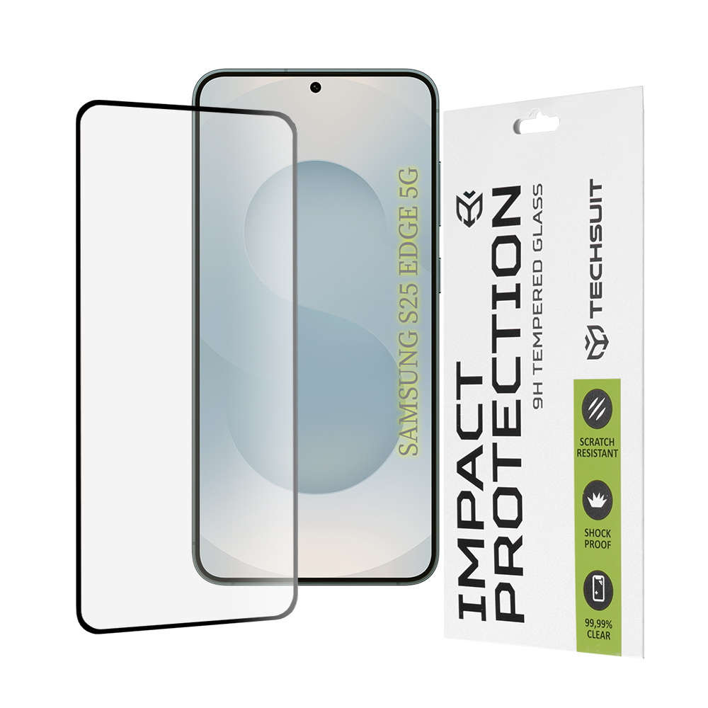Калъф за Samsung Galaxy S25 Edge - Techsuit 111D Full Cover / Full Glue Glass - Черен
