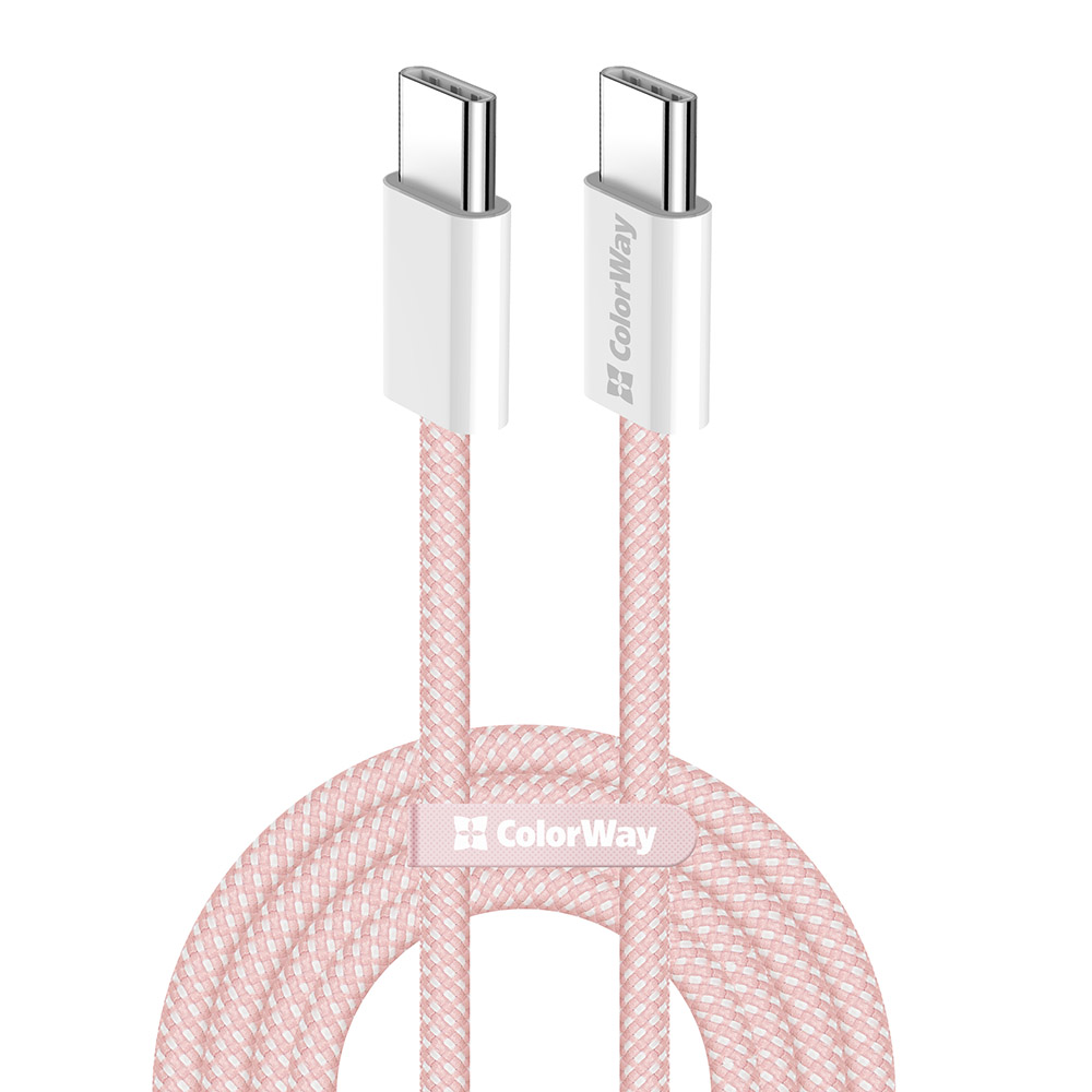 Кабел Type-C, 60W, 1m - ColorWay (CW-CB-CBPDCC061-P) - Розов