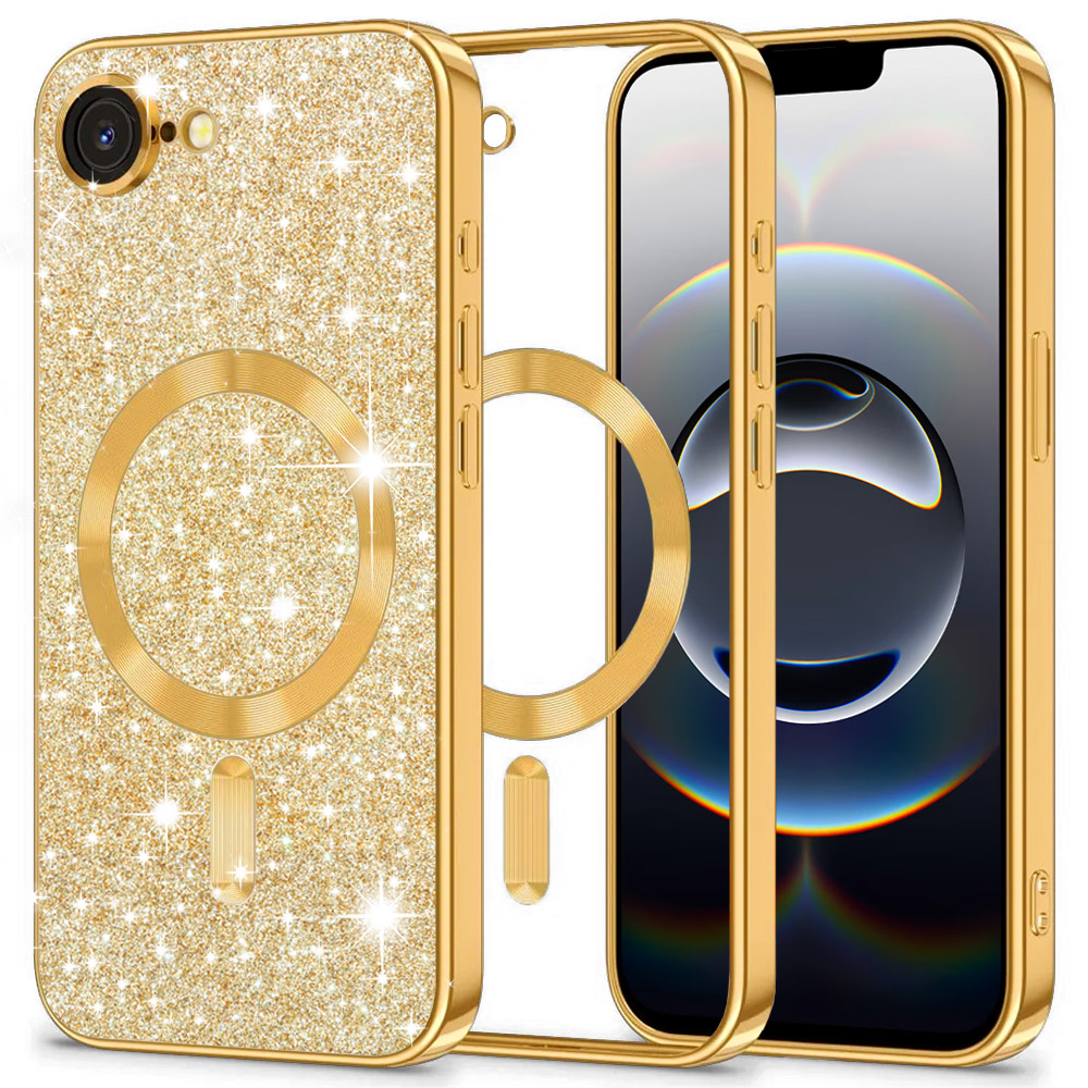 Калъф за iPhone 16e / iPhone 17e - Techsuit Luxury Glitter MagSafe MagSafe - златен