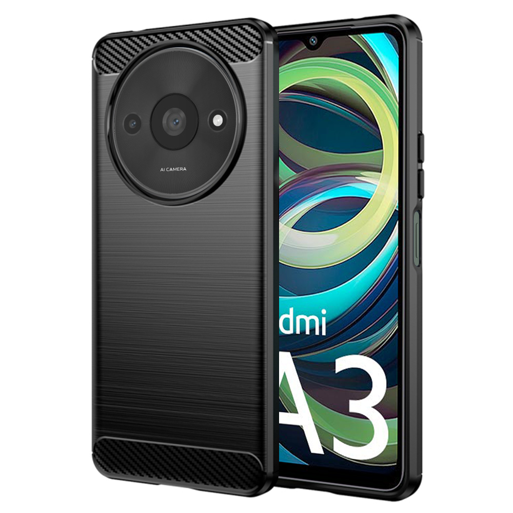 Калъф за Xiaomi Redmi A3 / Redmi A3x - Techsuit Carbon Silicone - Черен