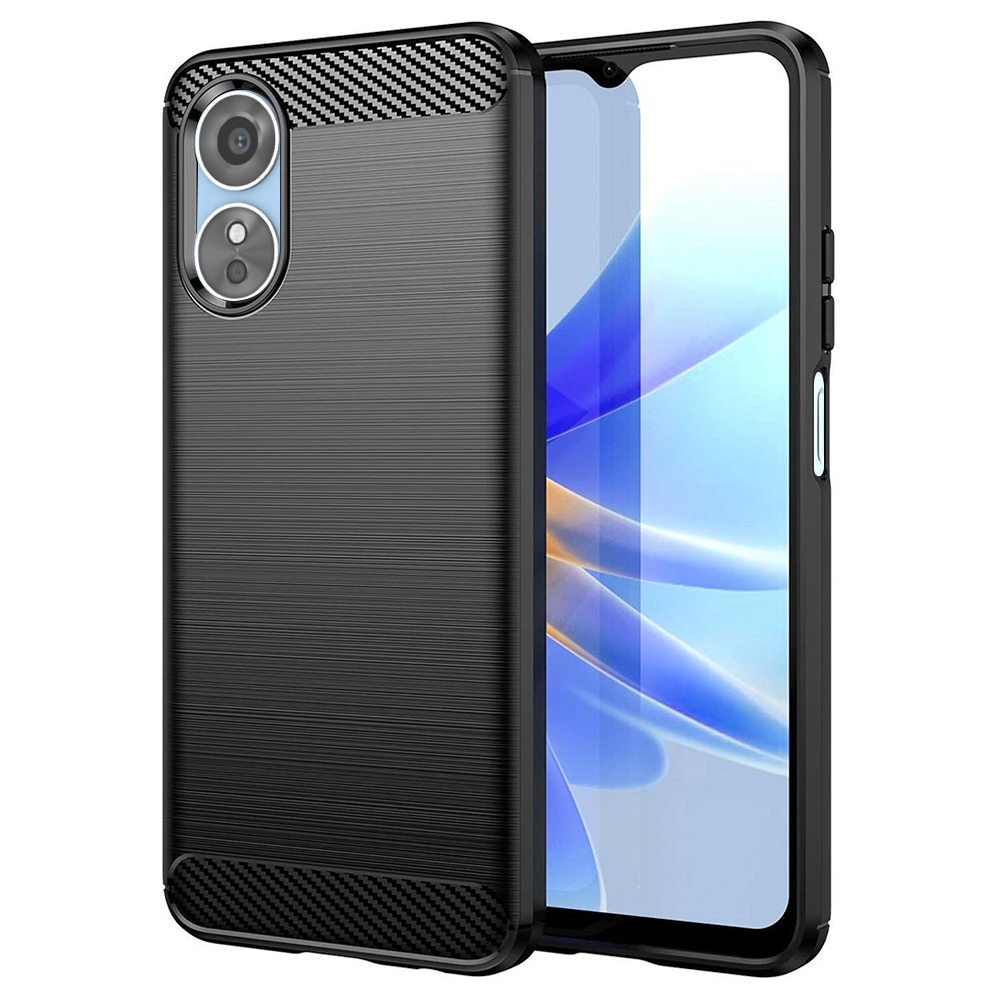 Калъф за Oppo A17 - Techsuit Carbon Silicone - Черен