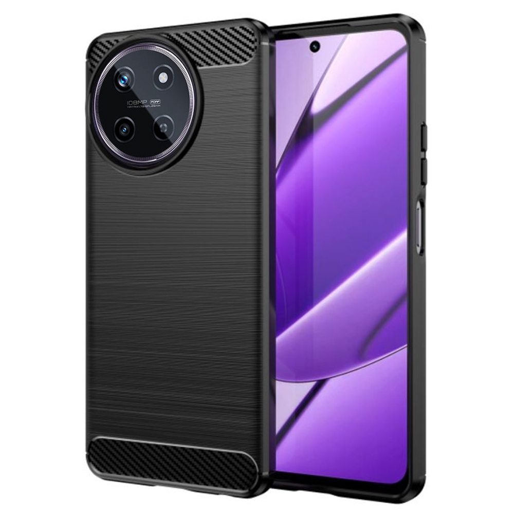 Калъф за Realme 11 - Techsuit Carbon Silicone - Черен