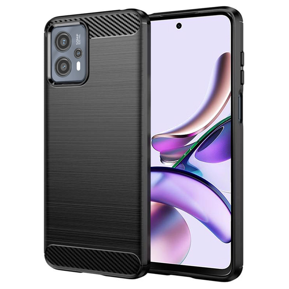 Калъф за Motorola Moto G13 / G23 - Techsuit Carbon Silicone - Черен