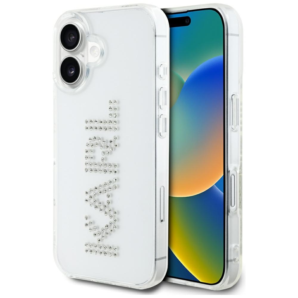 Калъф за iPhone 16 - Karl Lagerfeld IML Rhinestones (KLHCP16SHKLLSTDCT) - Прозрачно лого