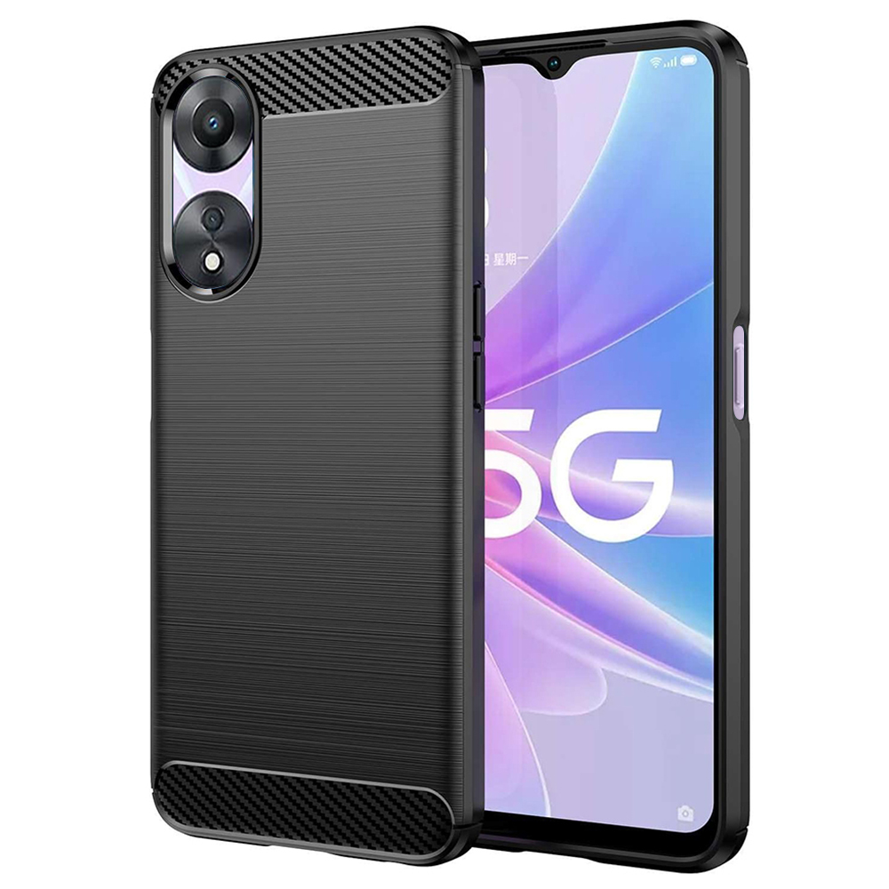 Калъф за Oppo A58 5G / A78 5G - Techsuit Carbon Silicone - Черен