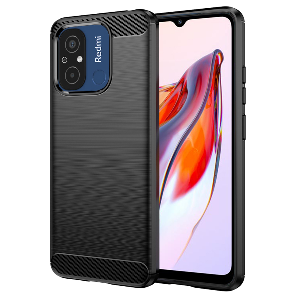 Калъф за Xiaomi Redmi 12C - Techsuit Carbon Silicone - Черен