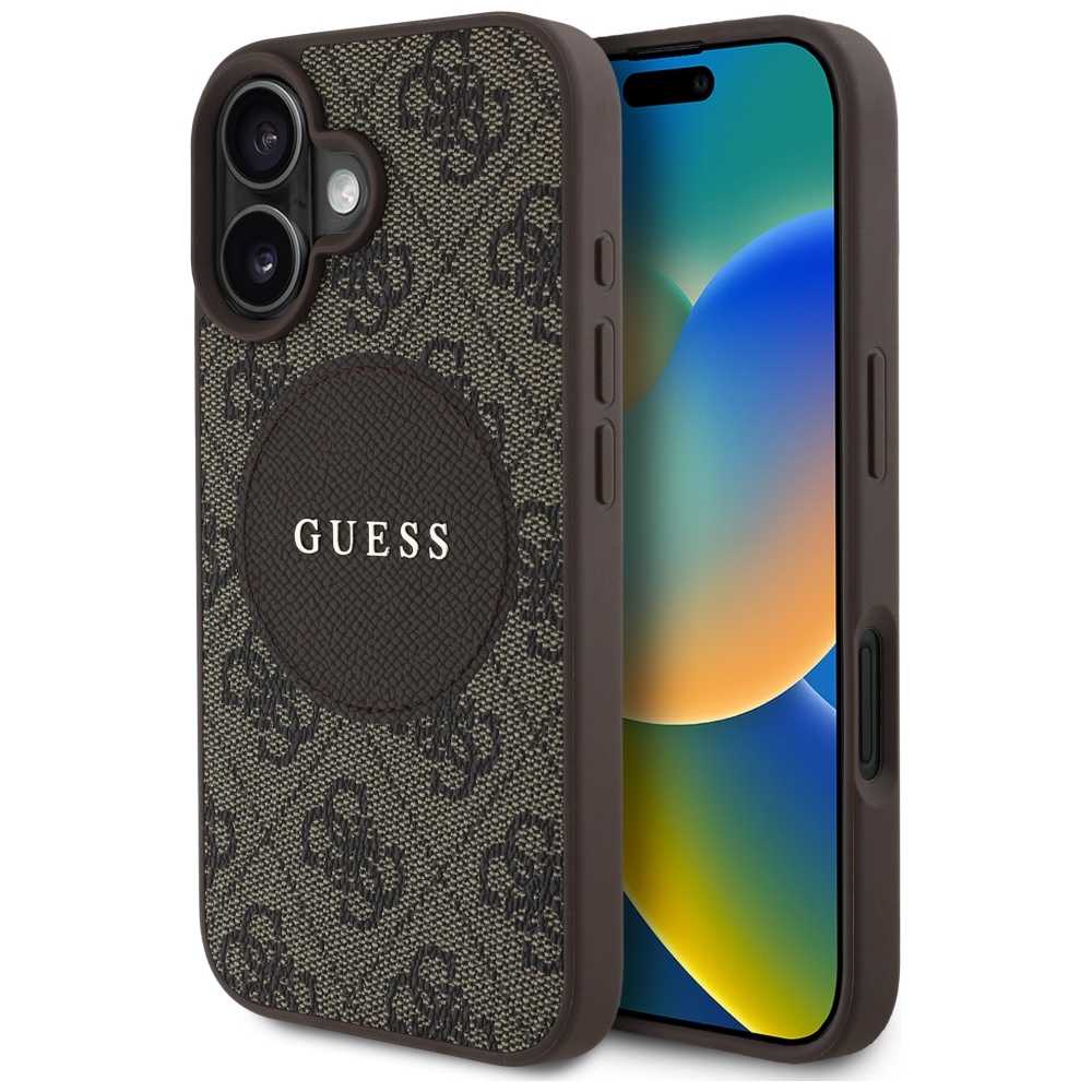 Калъф за iPhone 16 - Guess 4G Circle Classic Classic Logo MagSafe (GUHMP16SP4PGRSGW) - Кафяв