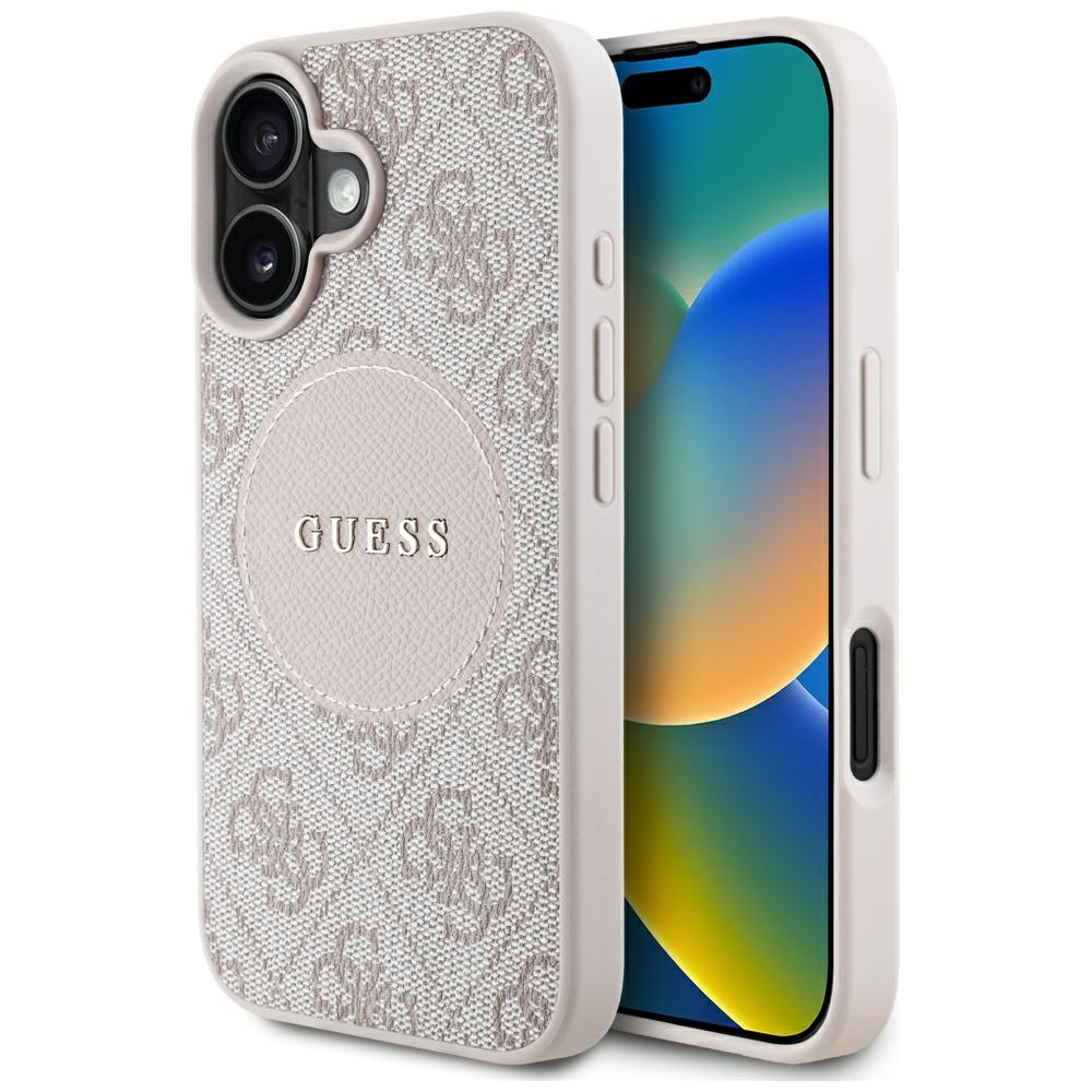 Калъф за iPhone 16 - Guess 4G Circle Classic Classic Logo MagSafe (GUHMP16SP4PGRSGP) - Розов