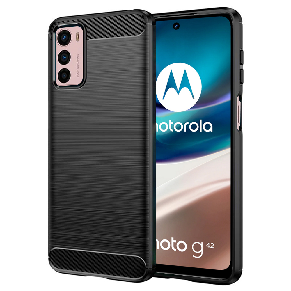 Калъф за Motorola Moto G42 - Techsuit Carbon Silicone - Черен
