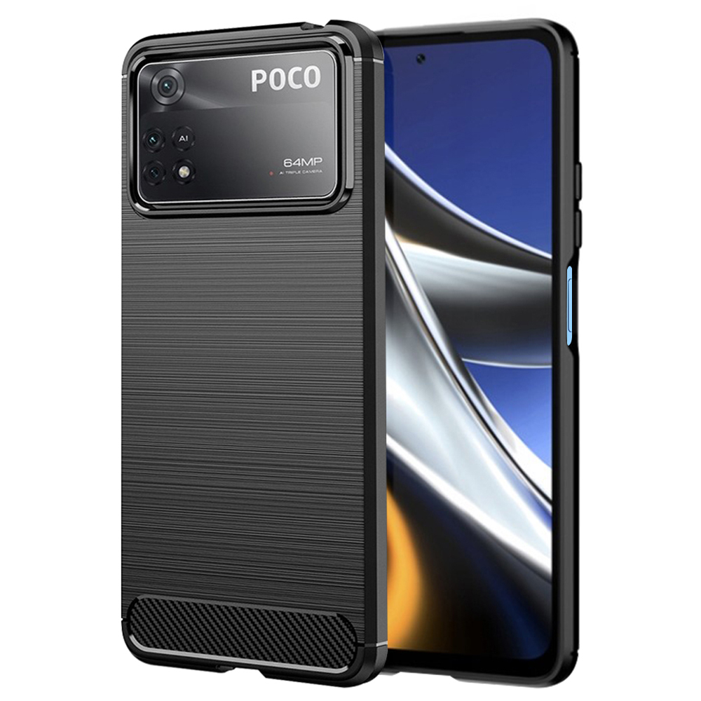 Калъф за Xiaomi Poco X4 Pro 5G - Techsuit Carbon Silicone - Черен
