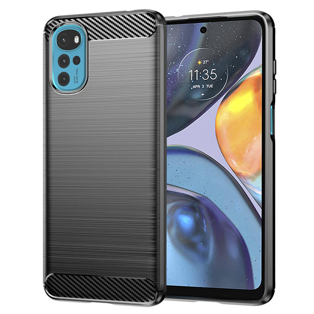 Калъф за Motorola Moto G22 - Techsuit Carbon Silicone - Черен