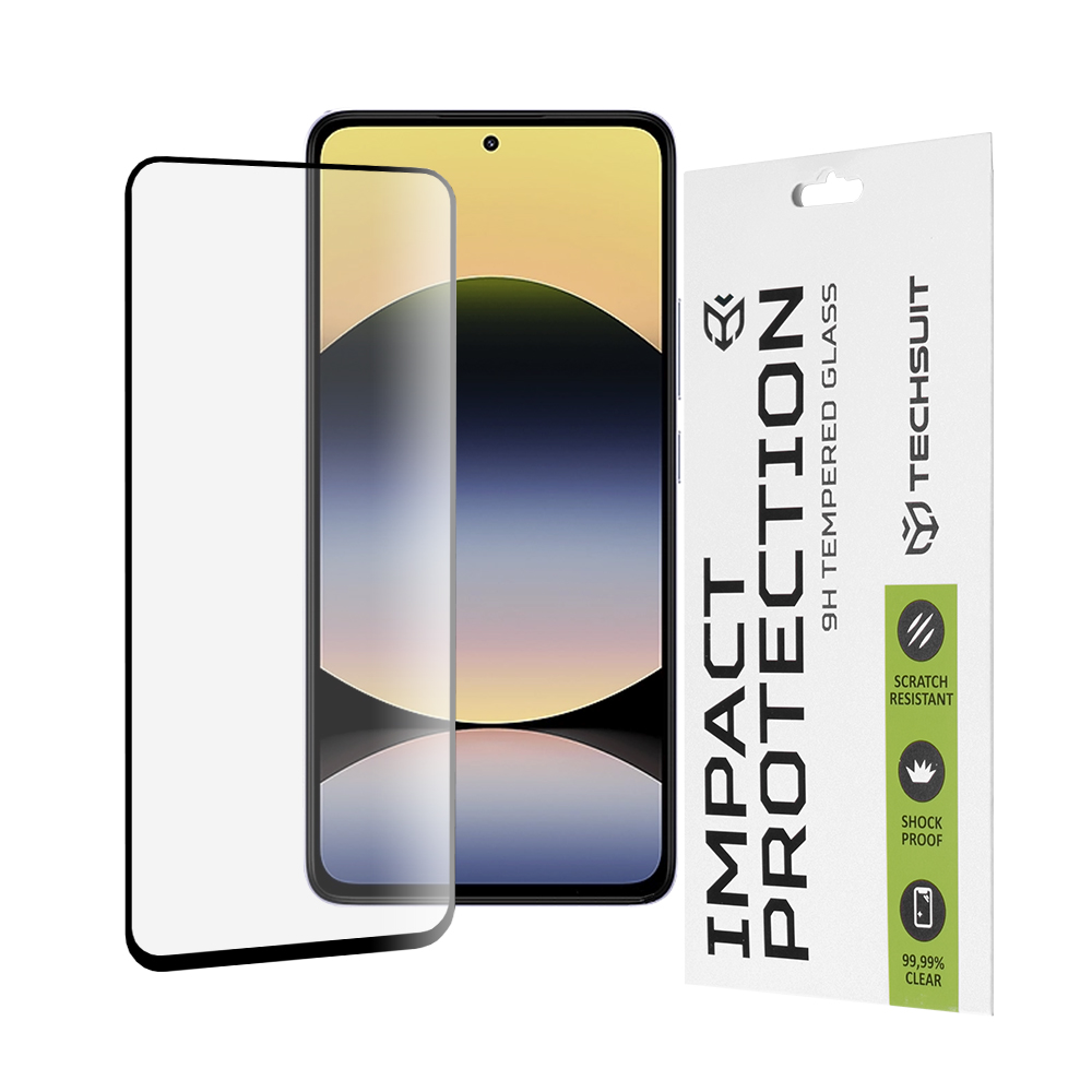 Калъф за Xiaomi Redmi Note 14 4G (стандартен) - Techsuit 111D Full Cover / Full Glue Glass - Черен
