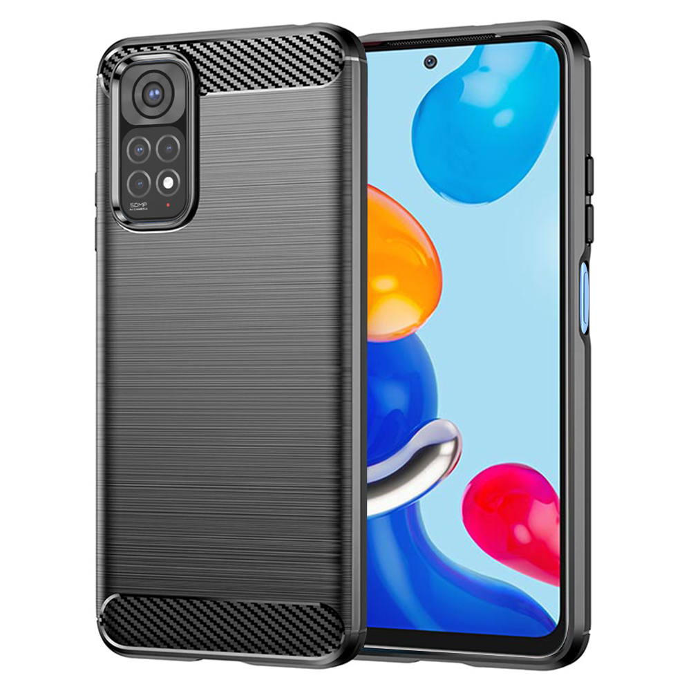 Калъф за Xiaomi Redmi Note 11 / Note 11S - Techsuit Carbon Silicone - Черен
