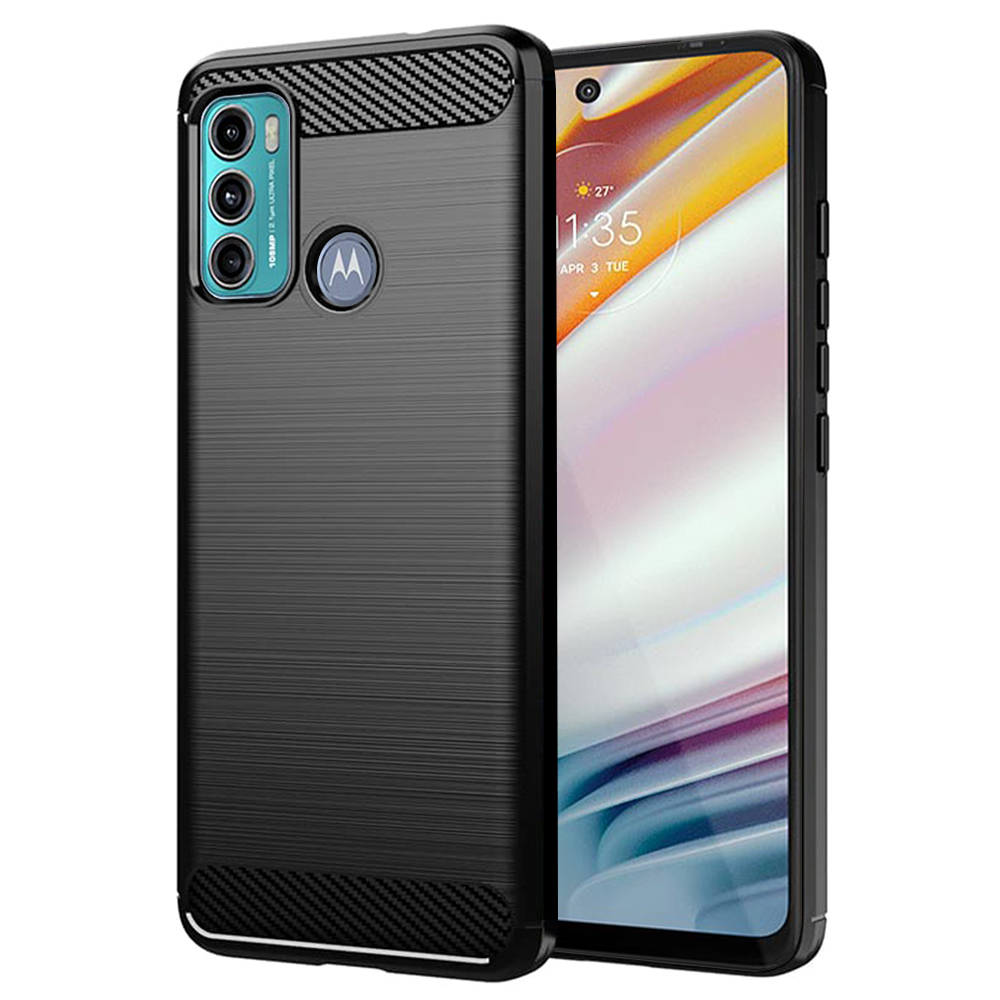 Калъф за Motorola Moto G60 - Techsuit Carbon Silicone - Черен