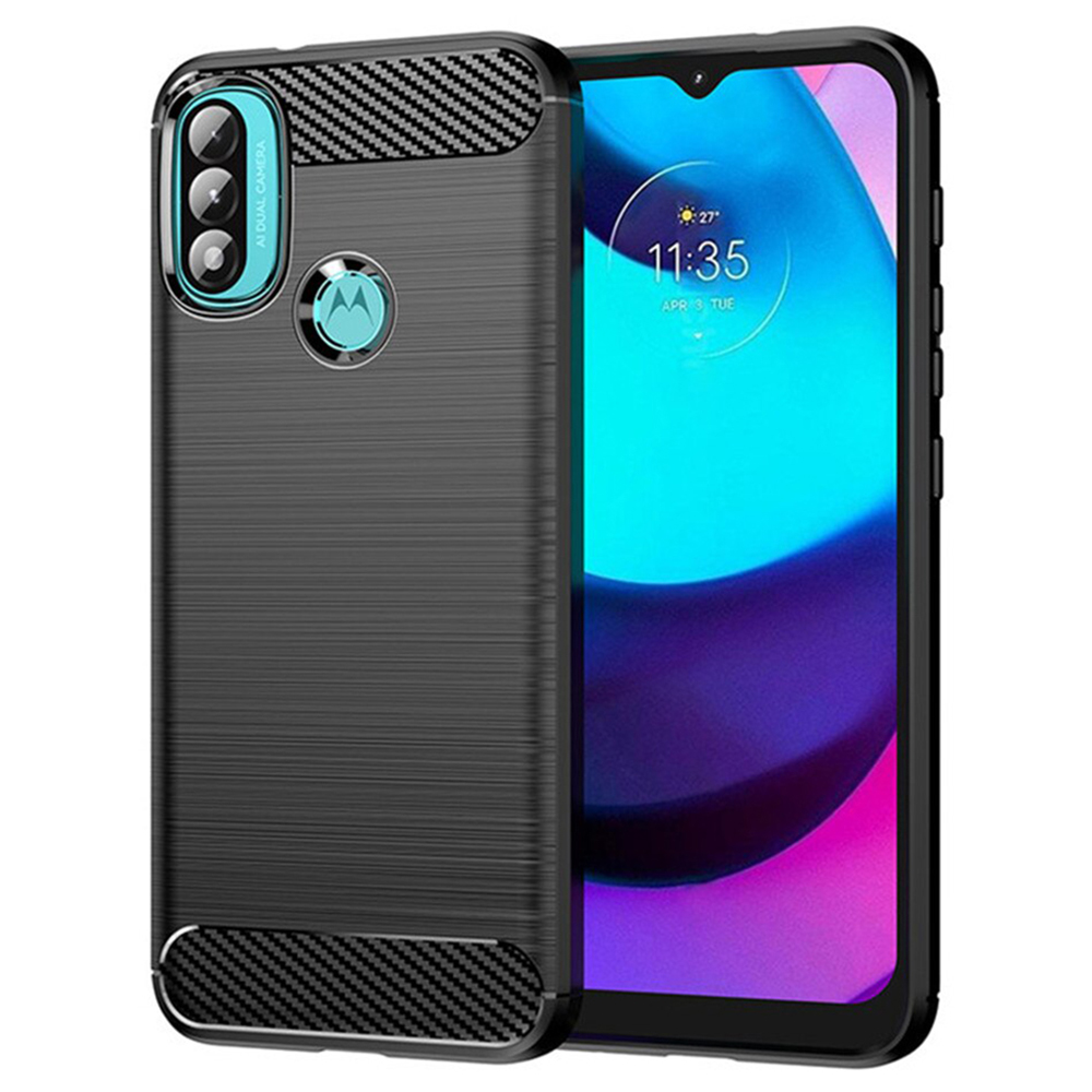Калъф за Motorola Moto Moto E20 / Moto E30 / Moto E40 - Techsuit Carbon Silicone - Черен