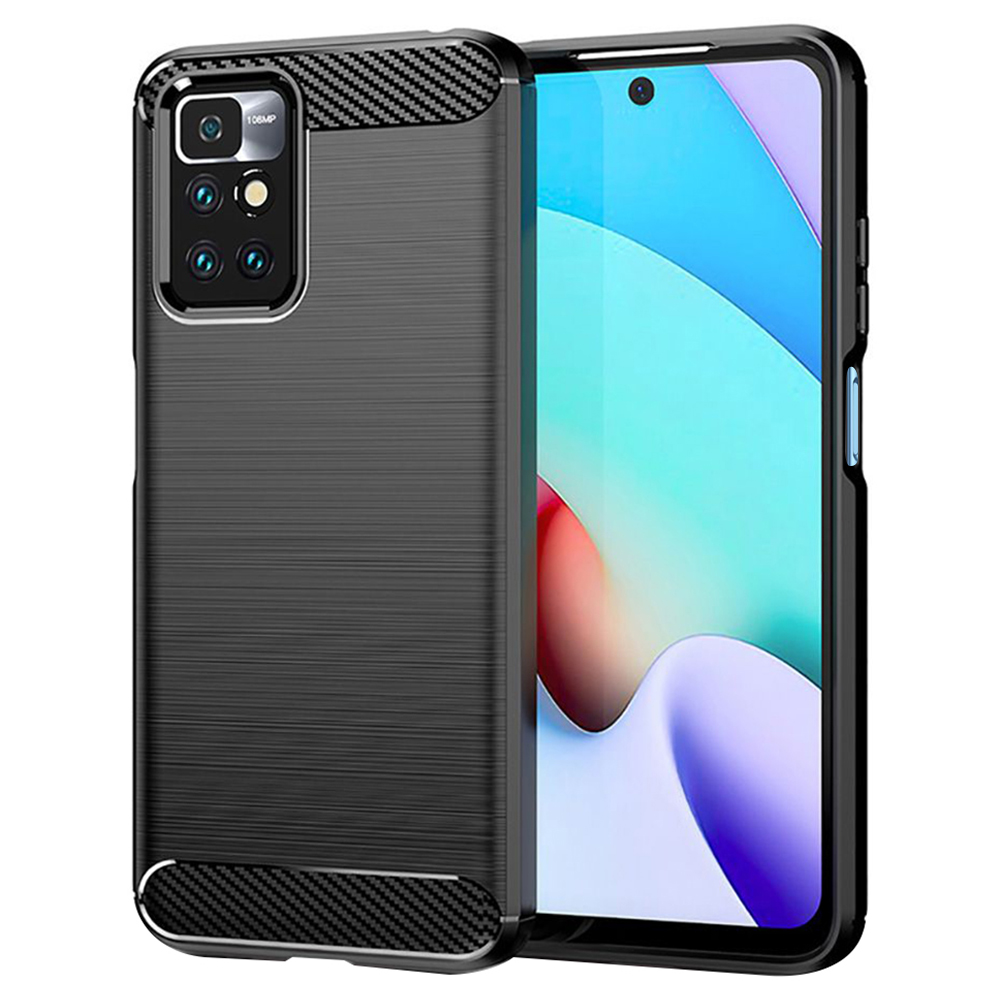 Калъф за Xiaomi Redmi 10 2021 / Redmi 10 2022 - Techsuit Carbon Silicone - Черен