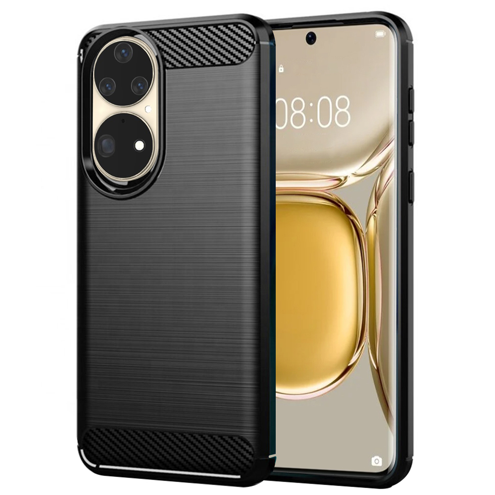 Калъф за Huawei P50 Pro - Techsuit Carbon Silicone - Черен