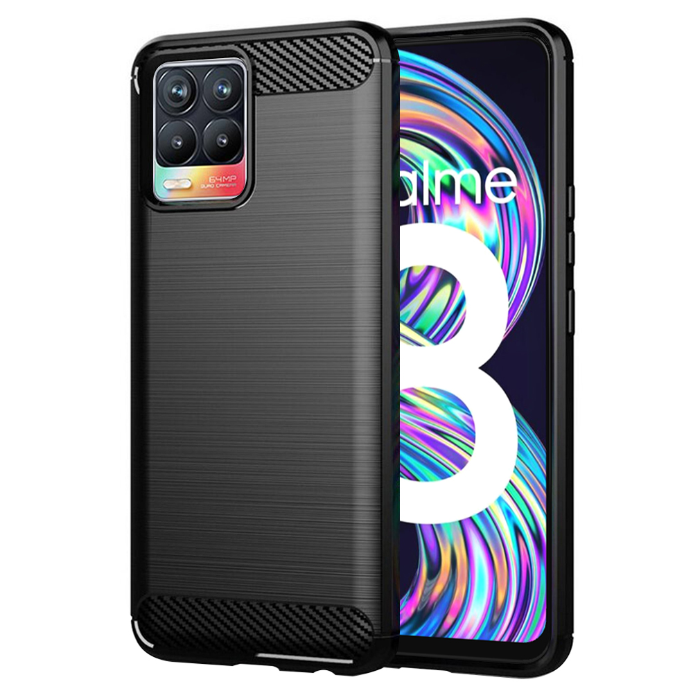 Калъф за Realme 8 4G / 8 Pro 4G - Techsuit Carbon Silicone - Черен
