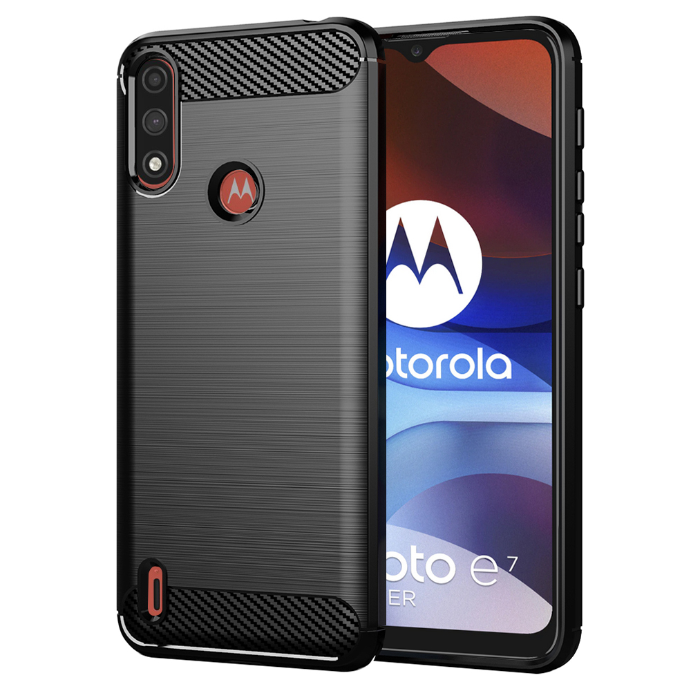 Калъф за Motorola Moto Moto E7 Power / Moto E7i Power - Techsuit Carbon Silicone - Черен