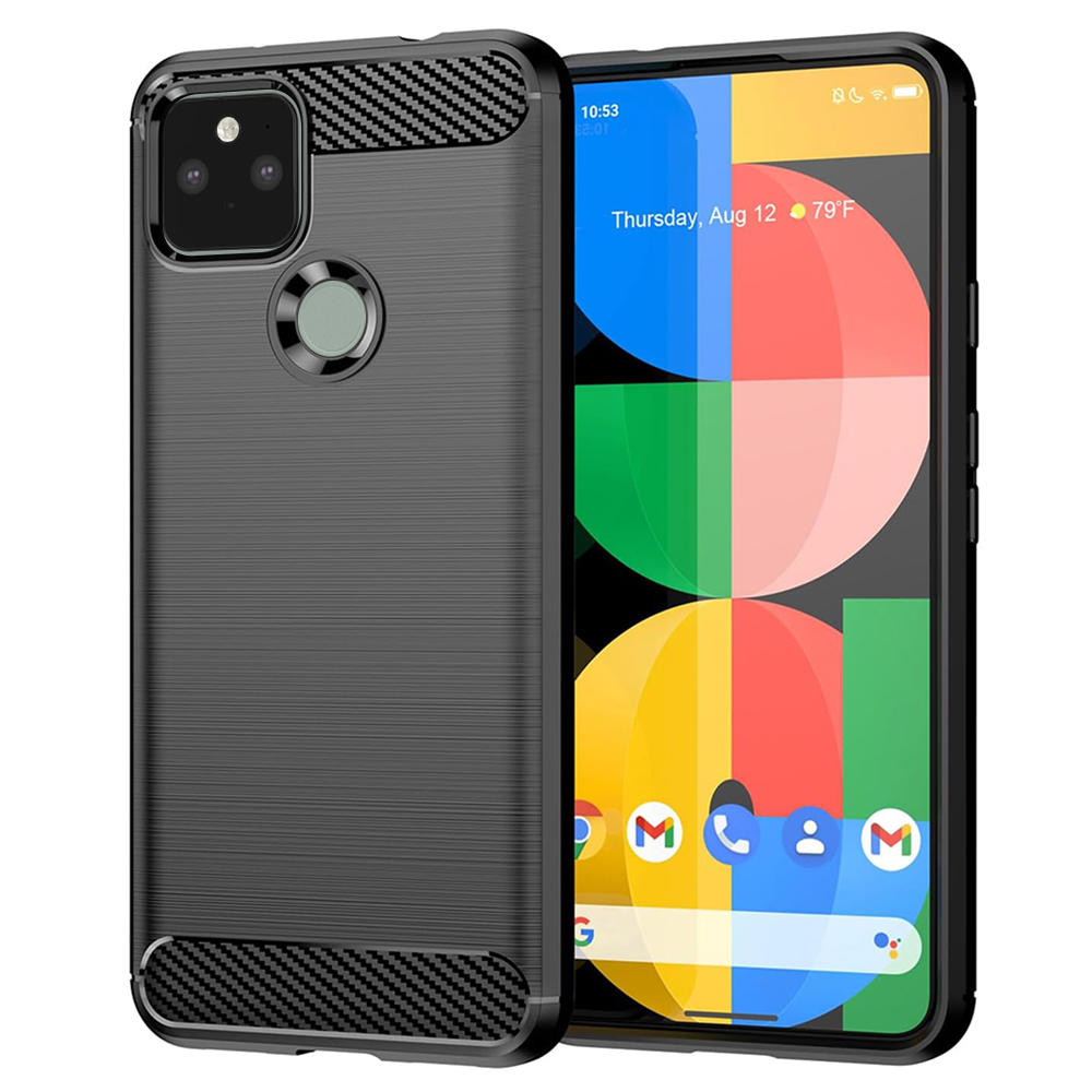 Калъф за Google Pixel 5 - Techsuit Carbon Silicone - Черен