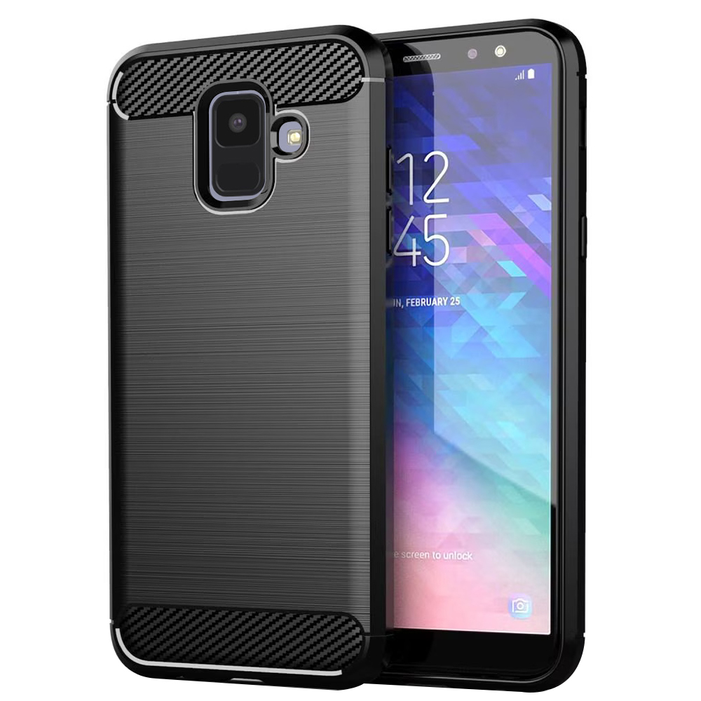 Калъф за Samsung Galaxy A6 2018 - Techsuit Carbon Silicone - Черен