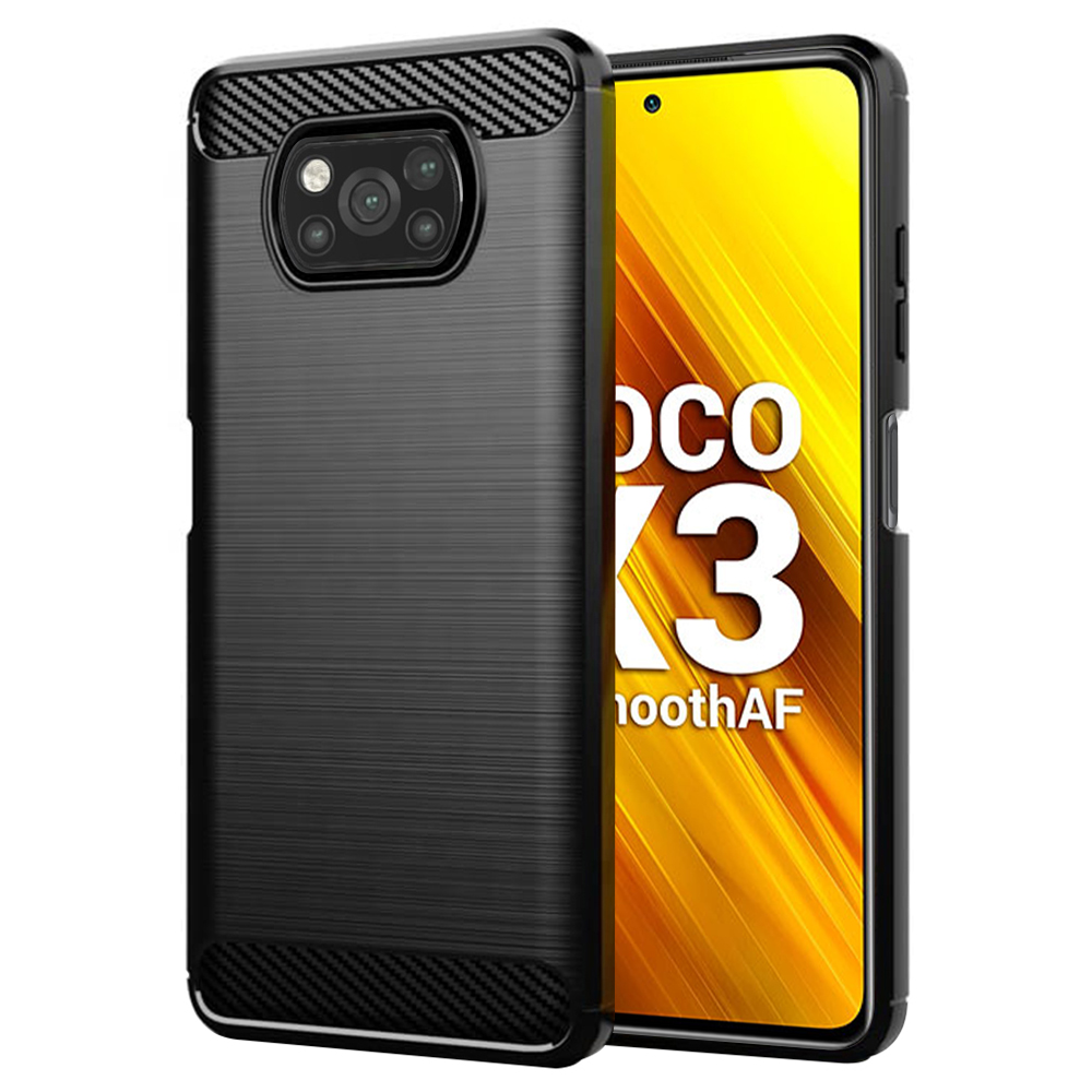 Калъф за Xiaomi Poco X3 / Poco X3 NFC / Poco X3 Pro - Techsuit Carbon Silicone - Черен