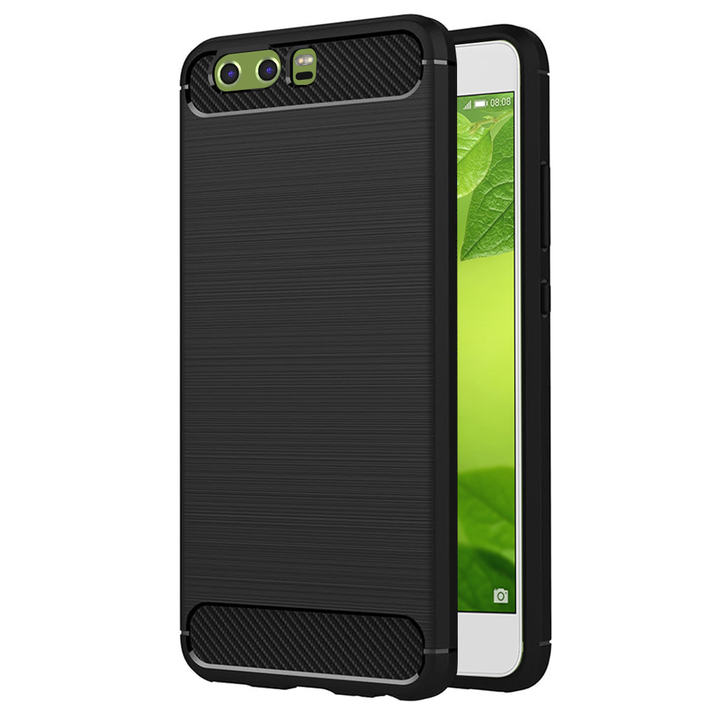 Калъф за Huawei P10 - Techsuit Carbon Silicone - Черен