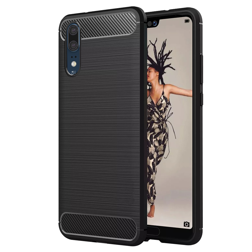 Калъф за Huawei P20 - Techsuit Carbon Silicone - Черен