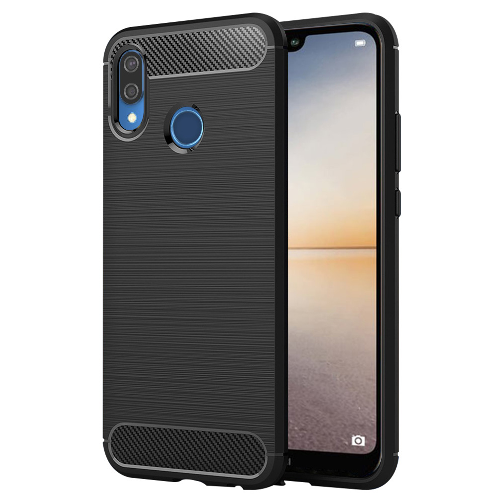 Калъф за Huawei P20 Lite - Techsuit Carbon Silicone - Черен