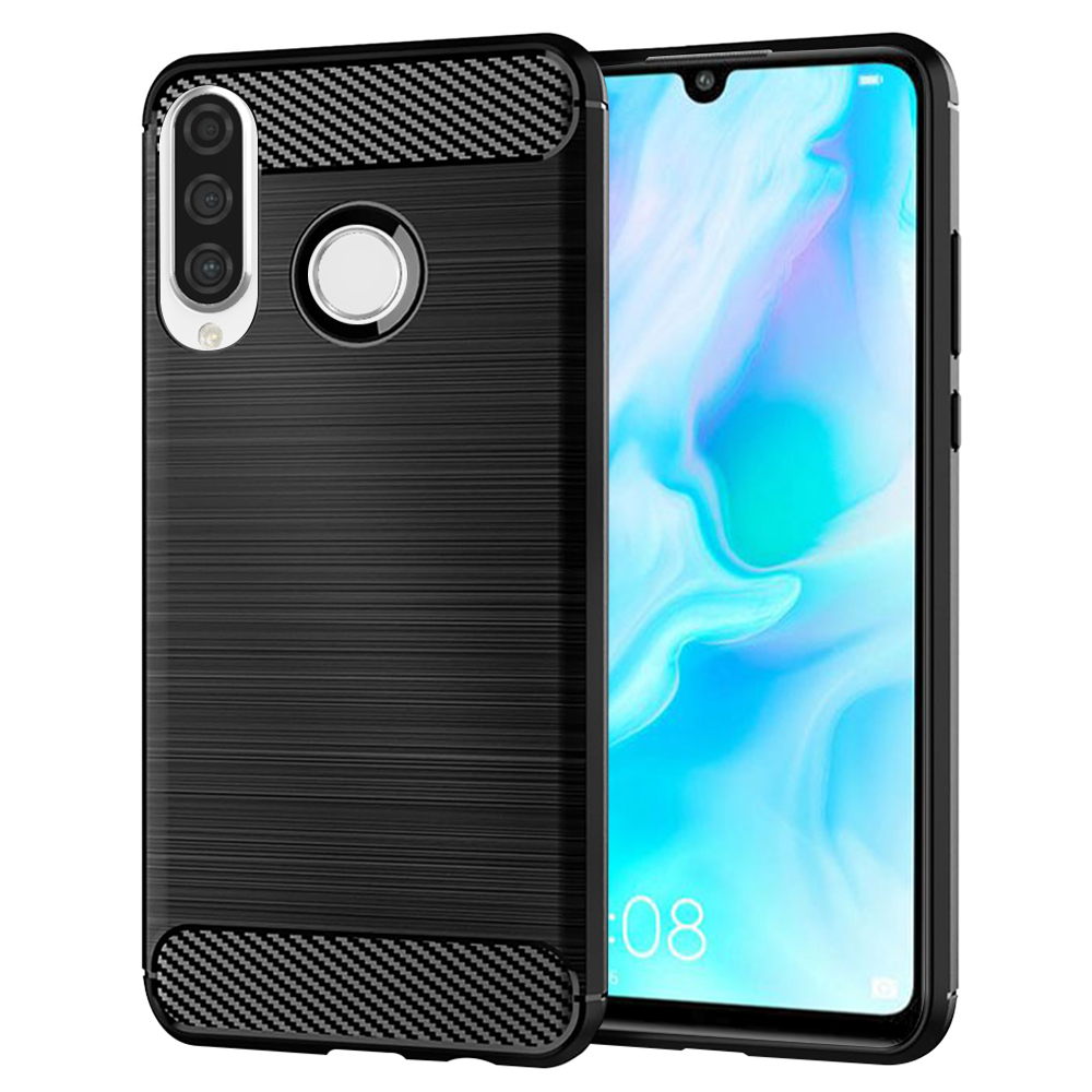 Калъф за Huawei P30 Lite / P30 lite New Edition - Techsuit Carbon Silicone - Черен