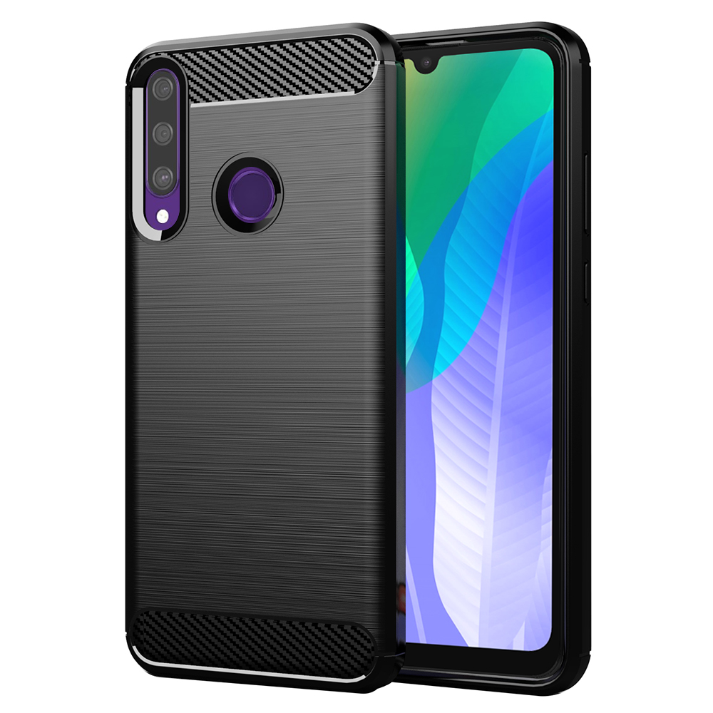 Калъф за Huawei Y6p - Techsuit Carbon Silicone - Черен