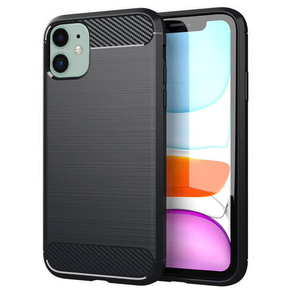 Калъф за iPhone 11 - Techsuit Carbon Silicone - Черен