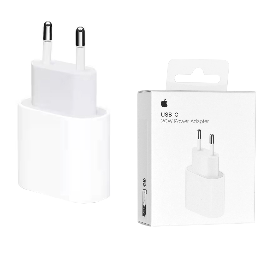 USB-C зарядно устройство, бързо зареждане, 20 W - Apple A2347 (MHJE3ZM/A) - бяло (блистерна опаковка)