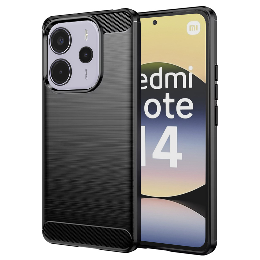 Калъф за Xiaomi Redmi Note 14 4G (Стандартен) - Techsuit Carbon Silicone - Черен