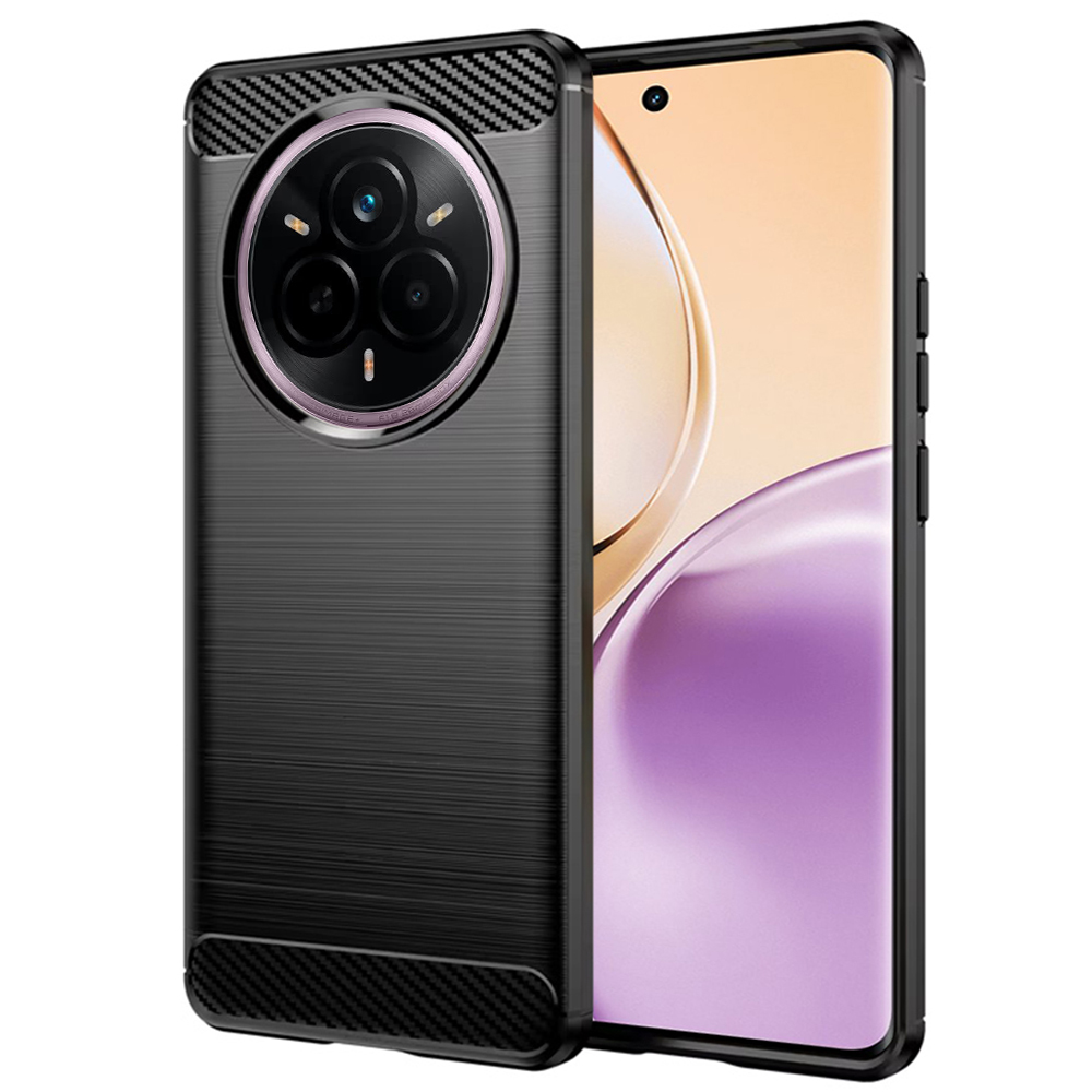 Калъф за Realme 14 Pro - Techsuit Carbon Silicone - Черен